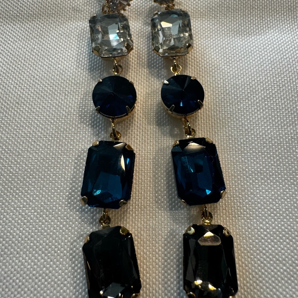 Elegant Blue and Gold Drop Earrings